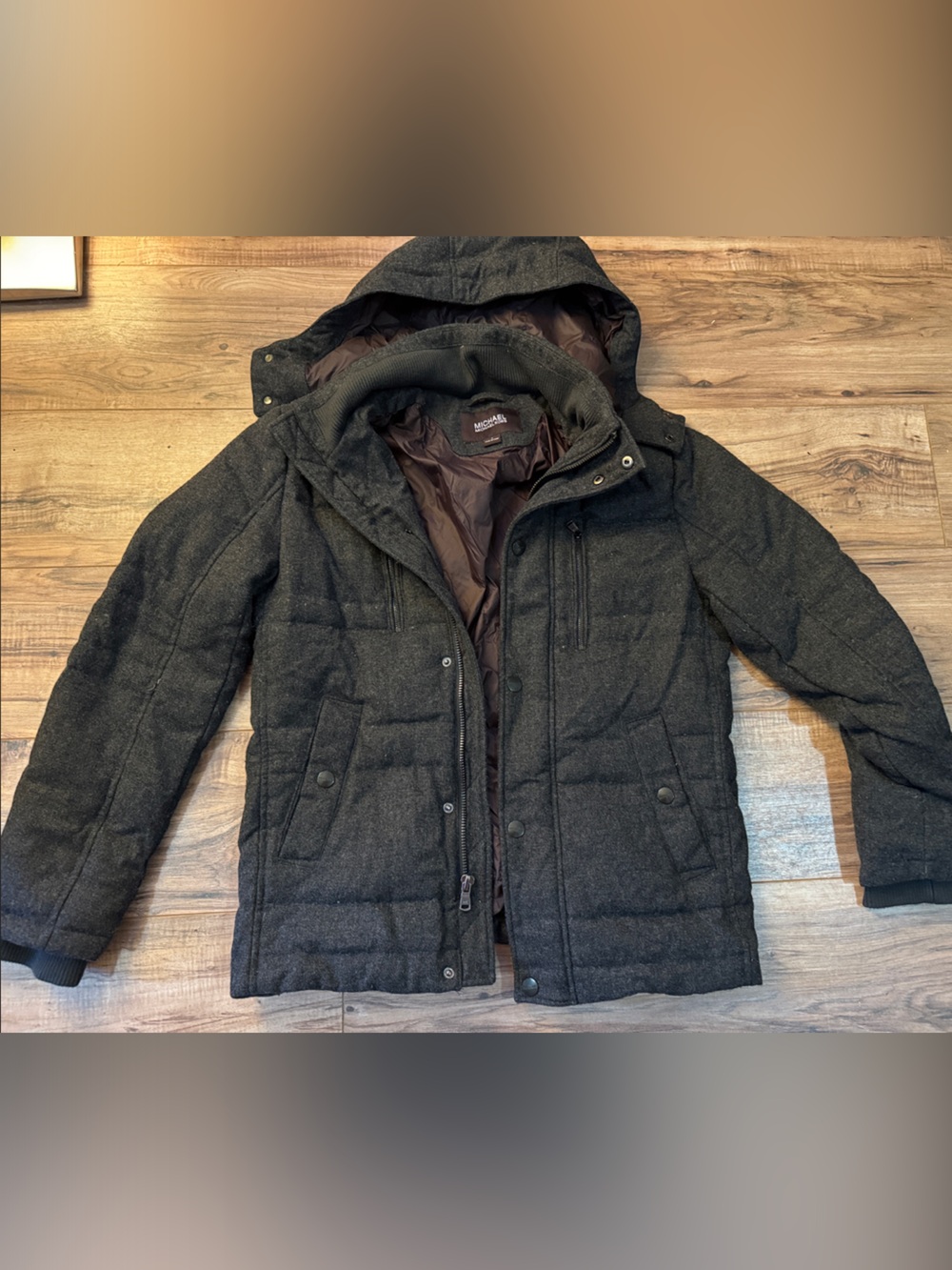 MICHAEL Michael Kors Men's Charcoal Quilted Hooded Jacket